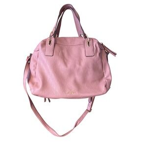 Jessica Simpson Mauve Pink Faux Leather Satchel Crossbody Bag Leopard Lining
